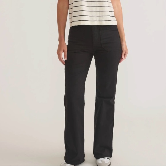 Marine Layer Bridget Twill Flare Patch Pants W/Patch Pockets Faded Black, Size 6 - Picture 1 of 13